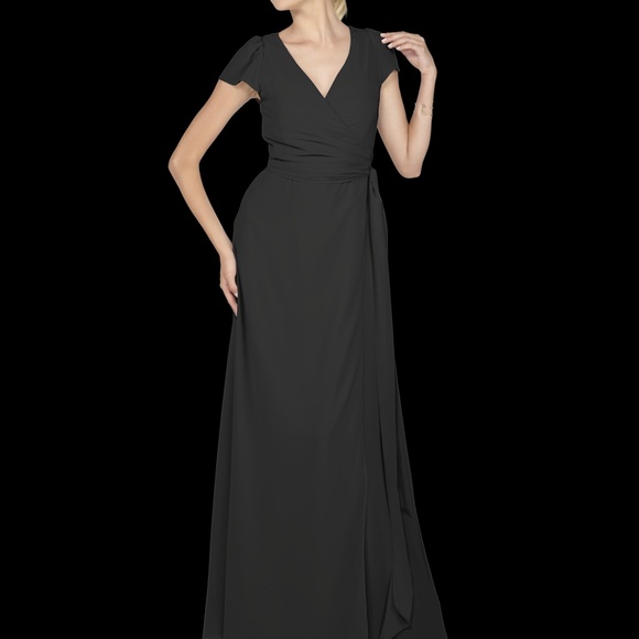 Joanna August Aurele Long Black Wrap Dress - Picture 3 of 3
